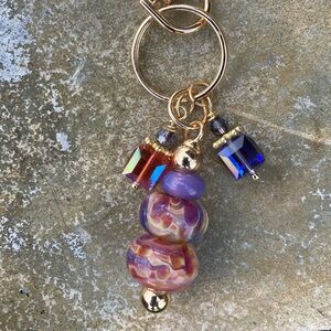 Artisan Borosilicate Glass & Swarovski Crystal Purse Charm